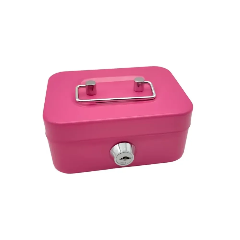 1PC Mini Lockable Metal Cash Box with Handle Portable Money Coin Storage Organizer for Children