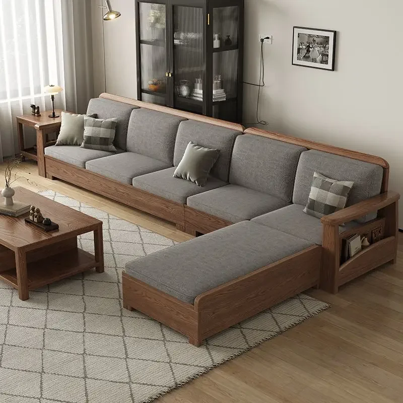 أريكة خشبية صلبة حديثة وبسيطة، وغرفة معيشة صغيرة، وتخزين الشتاء والصيف، والأميرة الزاوية #4