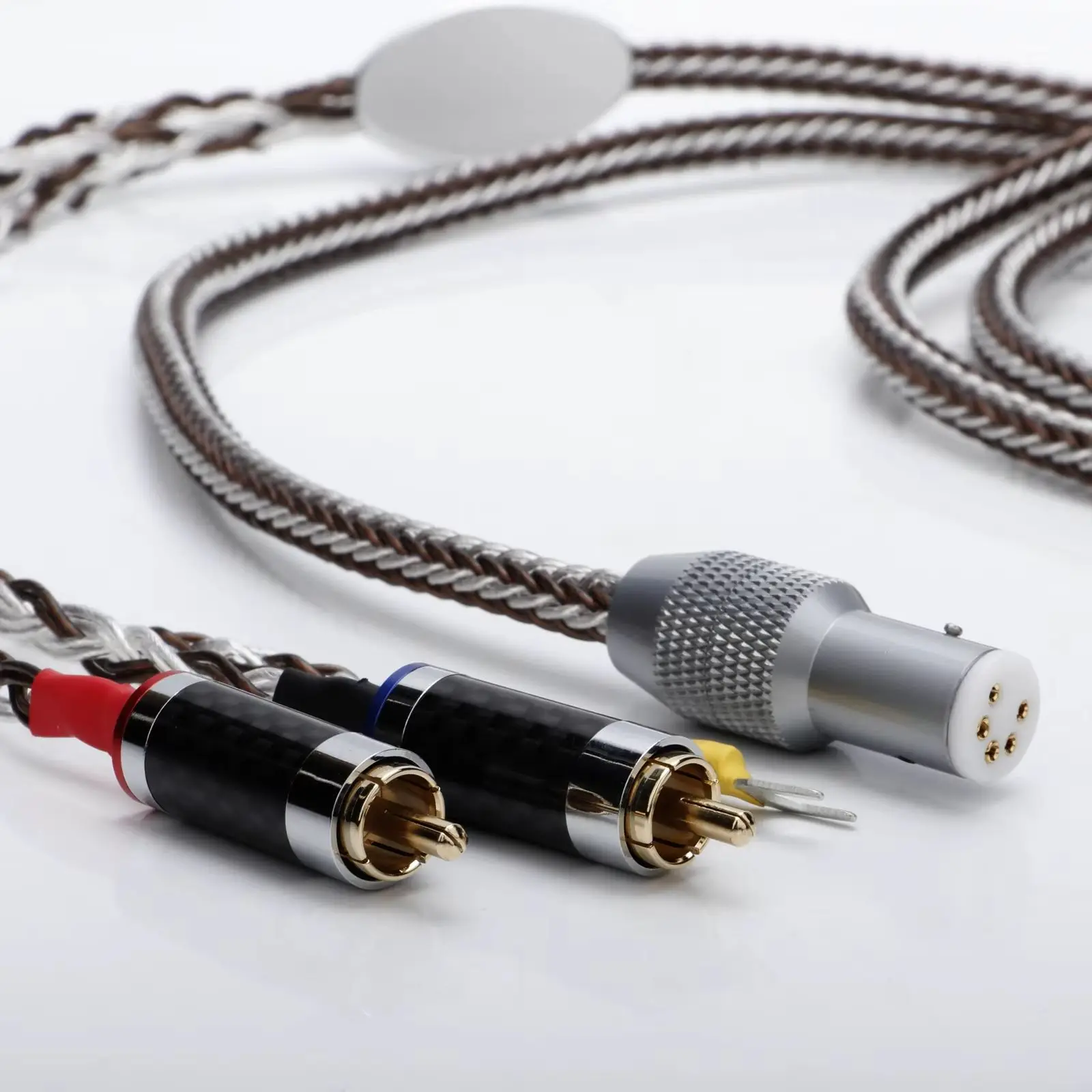 HiFi 7n OCC Phono Tonearm Cable Audio 2RCA Turntable with Ground Wire LP Vinyl Record Player Amplifier Chassis Signal Cable
