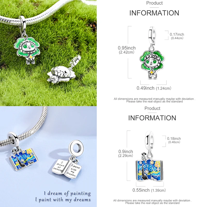 925 Sterling Silber Charm-Perlen Katze Mond Pfote Schmetterling Kreuz Sternennacht Krippenmotiv DIY Armband Halskette Geschenk für Frauen Mädchen – Detail 13