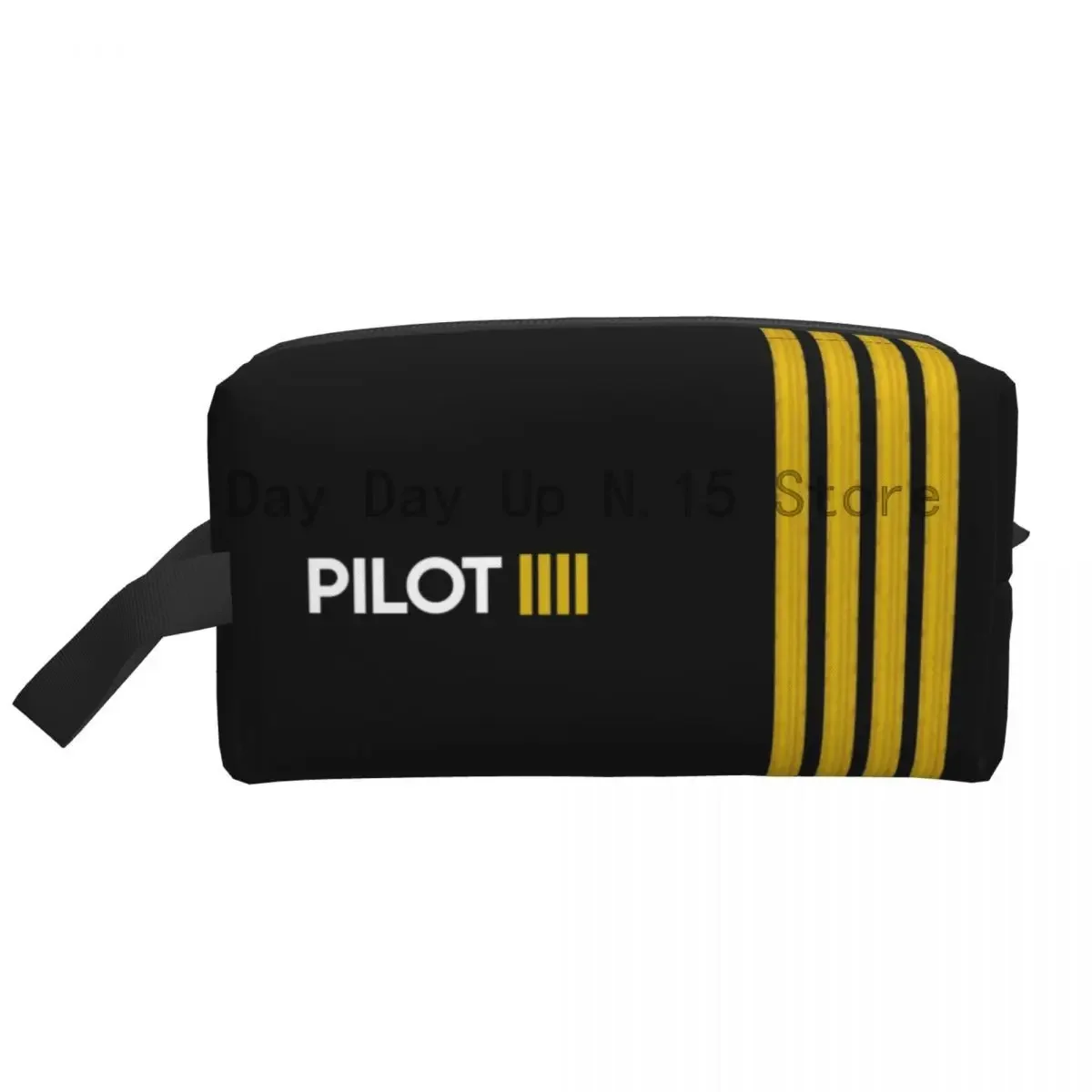 Pilot Captain Stripes Cosmetic Bag Fashion Large Capacity Aviation Airplane Aviator Makeup Case Beauty Storage Toiletry Bags