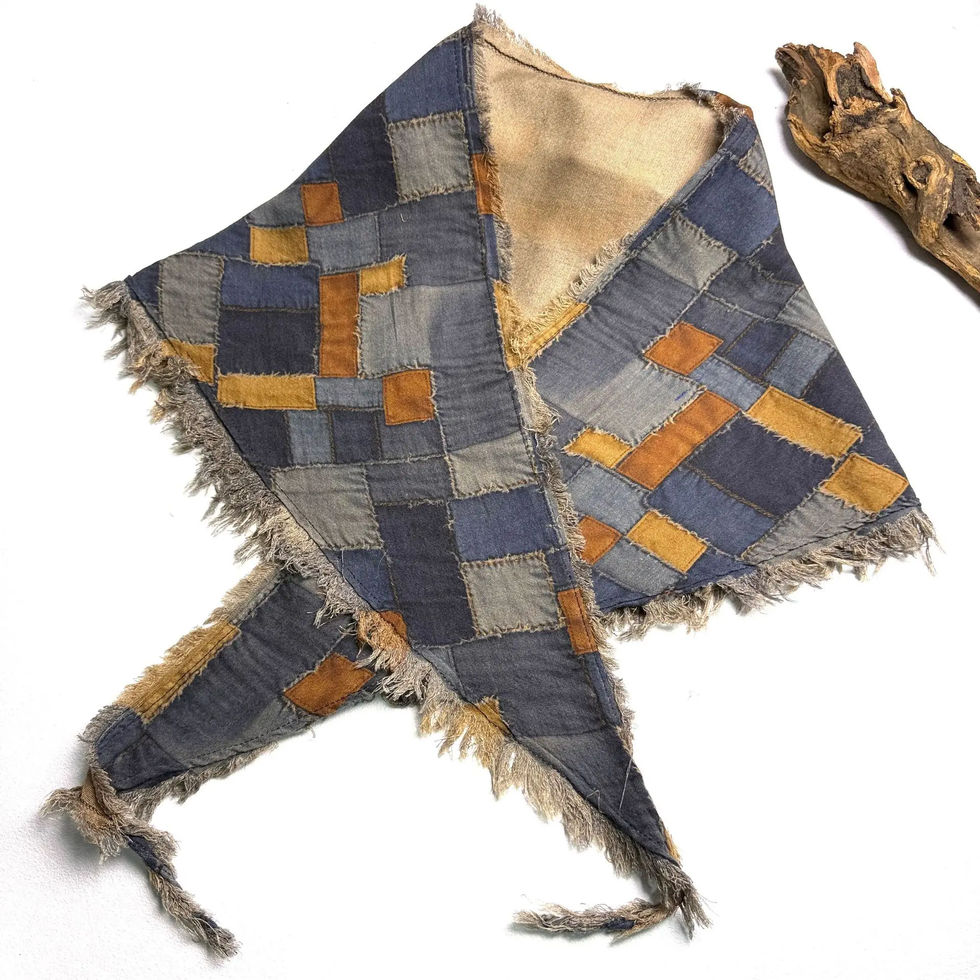 

Retro Double Gauze Cotton Triangle Scarf Washed & Distressed Multi-use As Headband Tube Top & Hip Cover