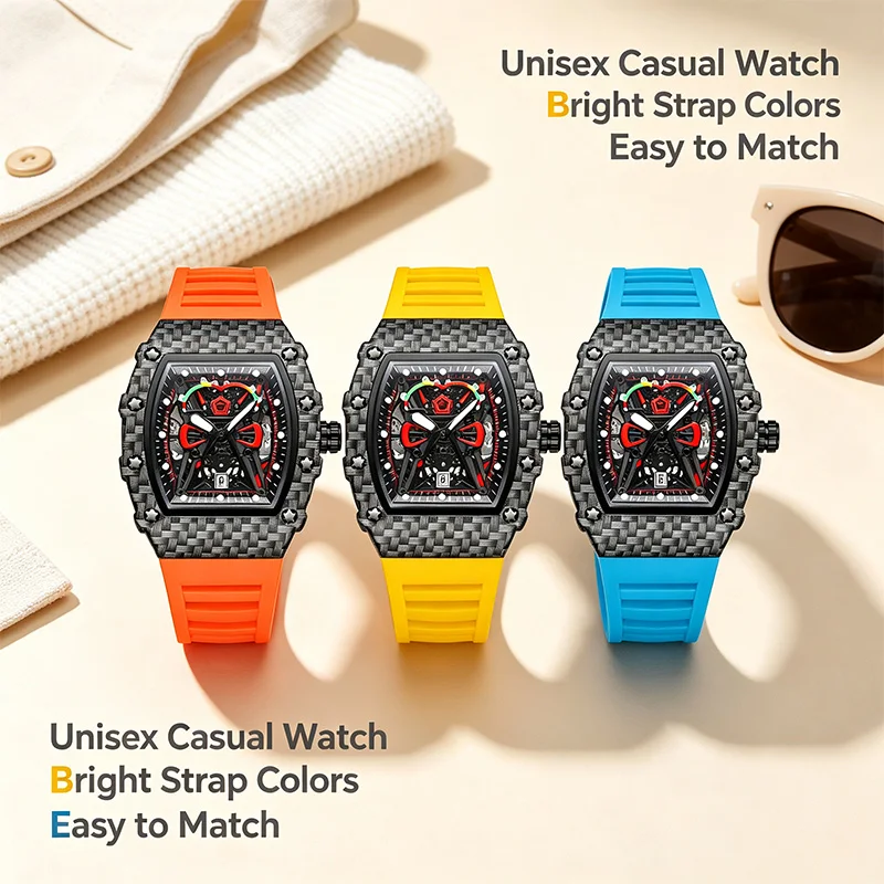Men's Quartz Watch, Alloy Case, Fashion Dial, Silicone Strap, Sports Men's Watch, Halloween & Christmas Gift