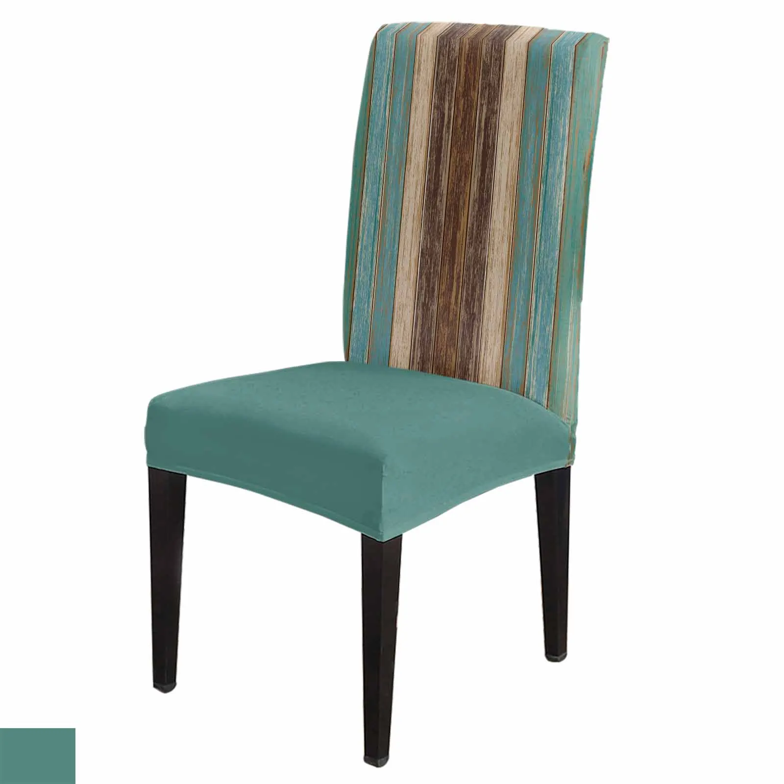 Green Retro Wood Grain Stretch Chair Cover Hotel Dining Room Banquet Wedding Party Elastic Seat Chair Covers