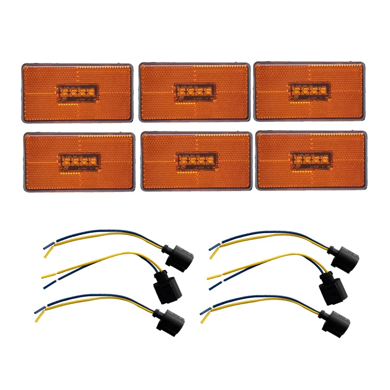 

New Arrival 6Pc 4LED Side Marker Lights 2052119 For Scania 5 6 Series P R Cabs G T S Series With 2Pin Connector Amber Indicator
