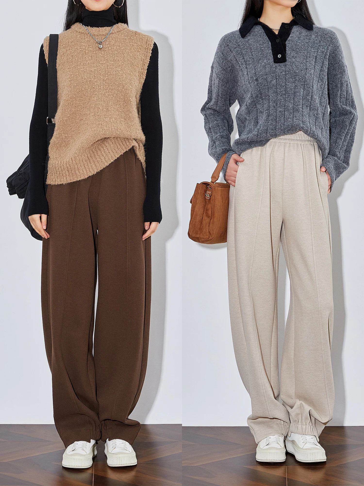 

Женские зимние теплые повседневные спортивные брюки-джоггеры с высокой талией, прямые, на подкладке, из смесового полиэстера...