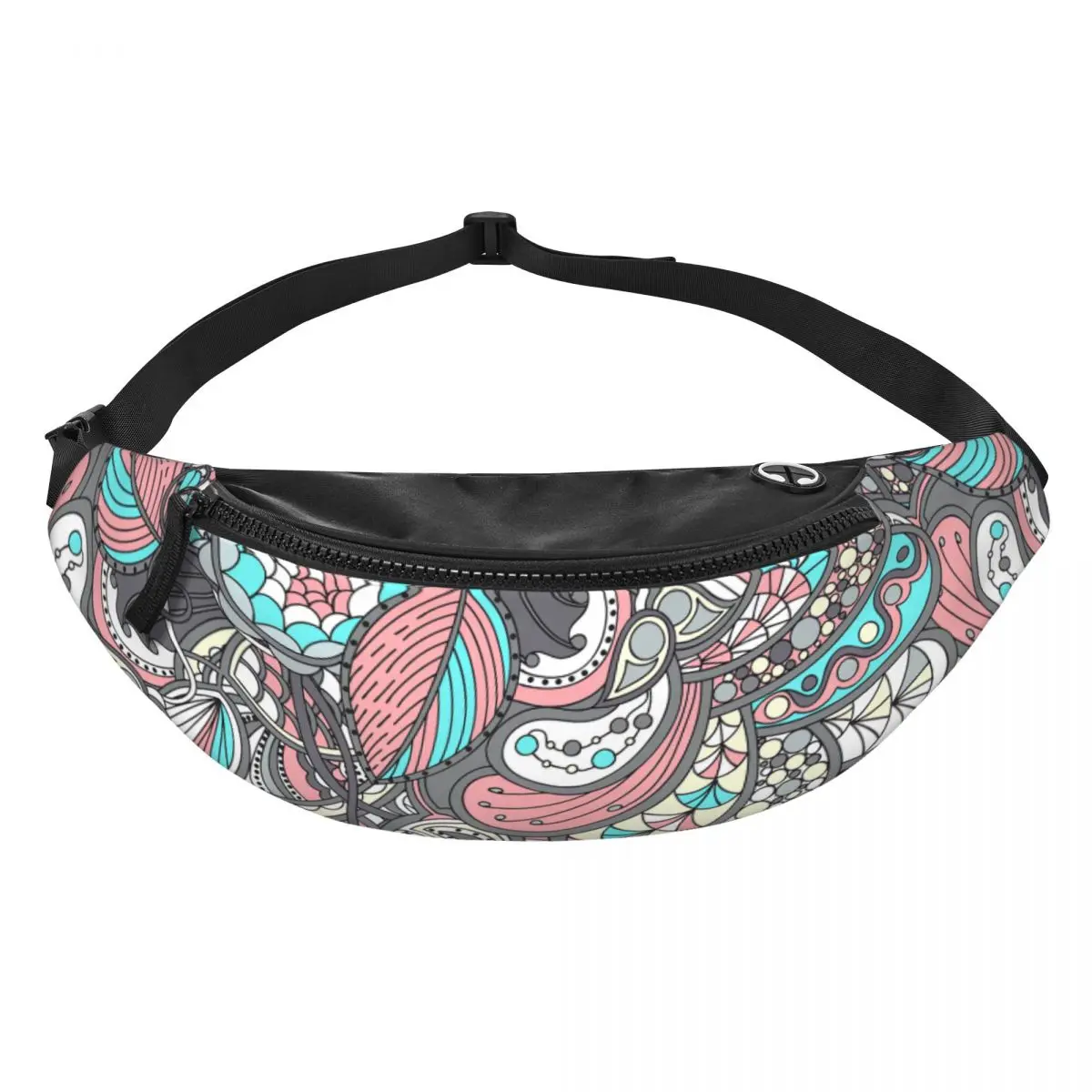 Paisley Doodle Pattern Fanny Bag Customized Floral Flower Art Crossbody Waist Pack Men Women Traveling Phone Money Pouch