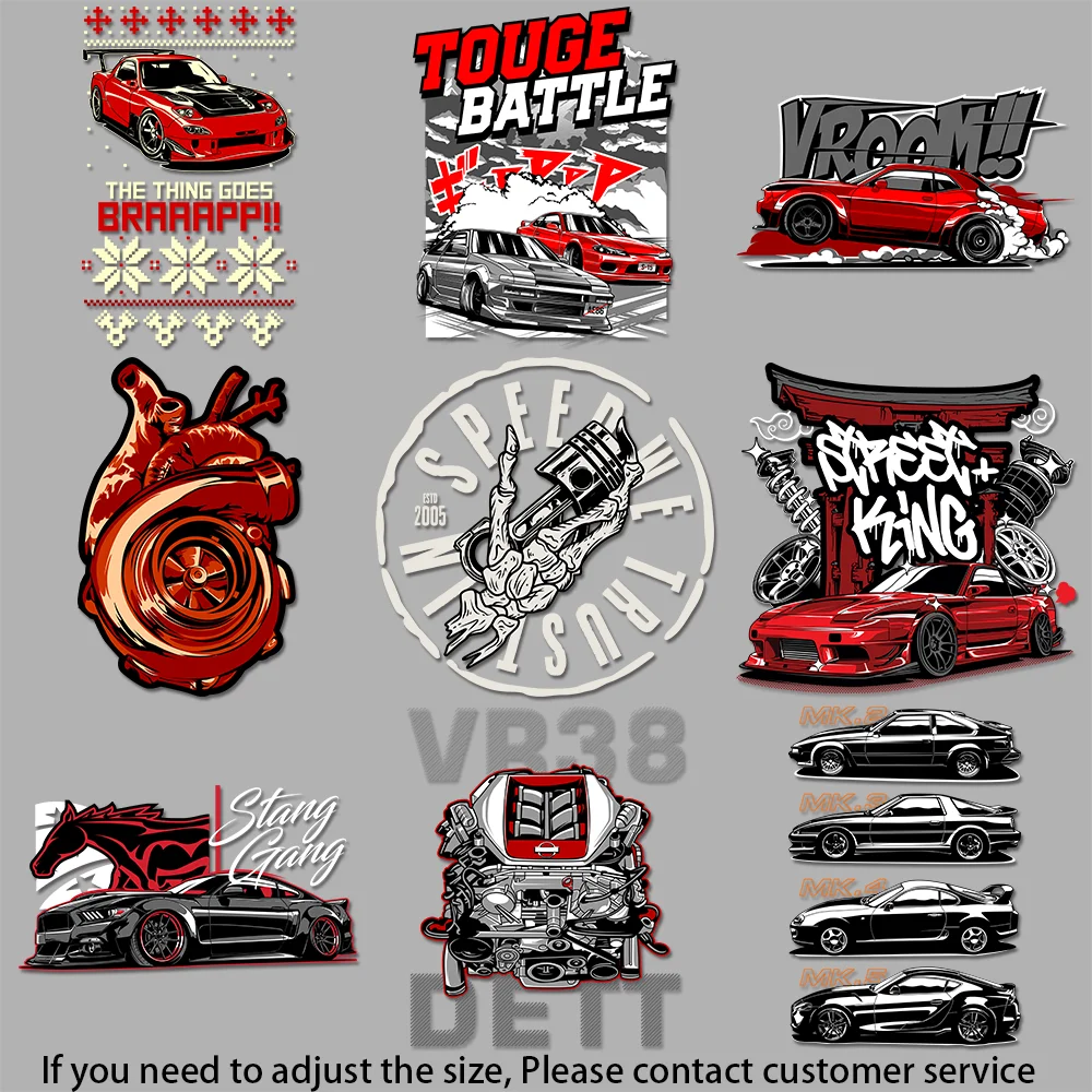 Speed - King Racing Art Hochleistungs-Autobild zum Aufbügeln für Kleidung, einfach anzubringende Transferdesigns, DIY-Handwerk