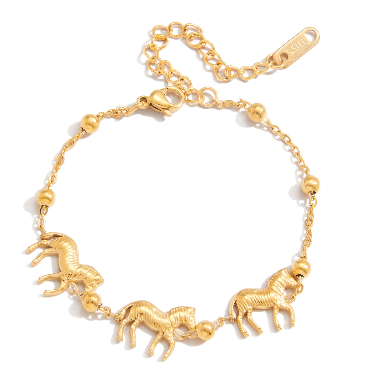 Youthway-pulsera clásica con dije de caballo para mujer, pulsera minimalista de acero inoxidable chapada en oro de 18 quilates, regalo de joyería Simple