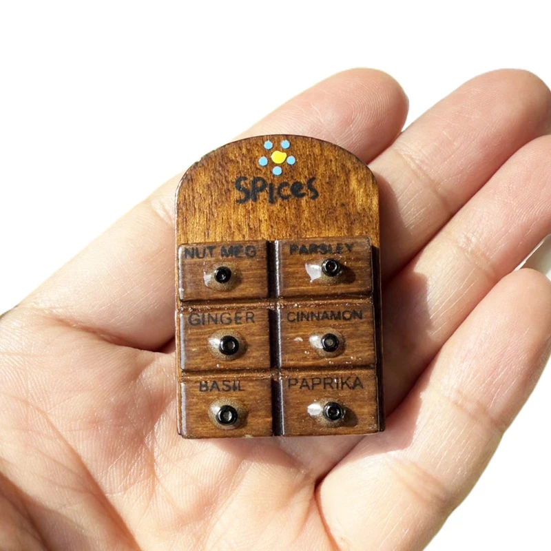 1:12 Scale Dollhouse Miniature Model Toy Walnut-Colored Vintage Kitchen Spice Rack