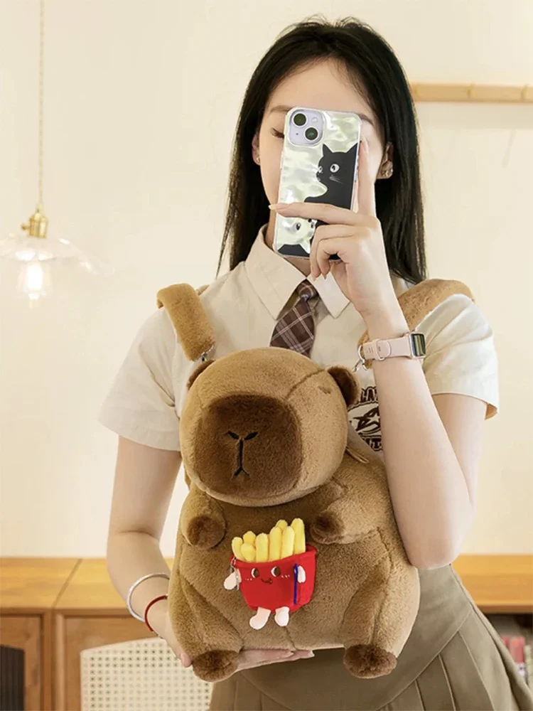 Kawaii Capybara Plush Backpack Capybara Plush Toy Plushie Doll Fur Bag Children's Bag Shoulder Bag Knapsack Bags Birthday Gifts