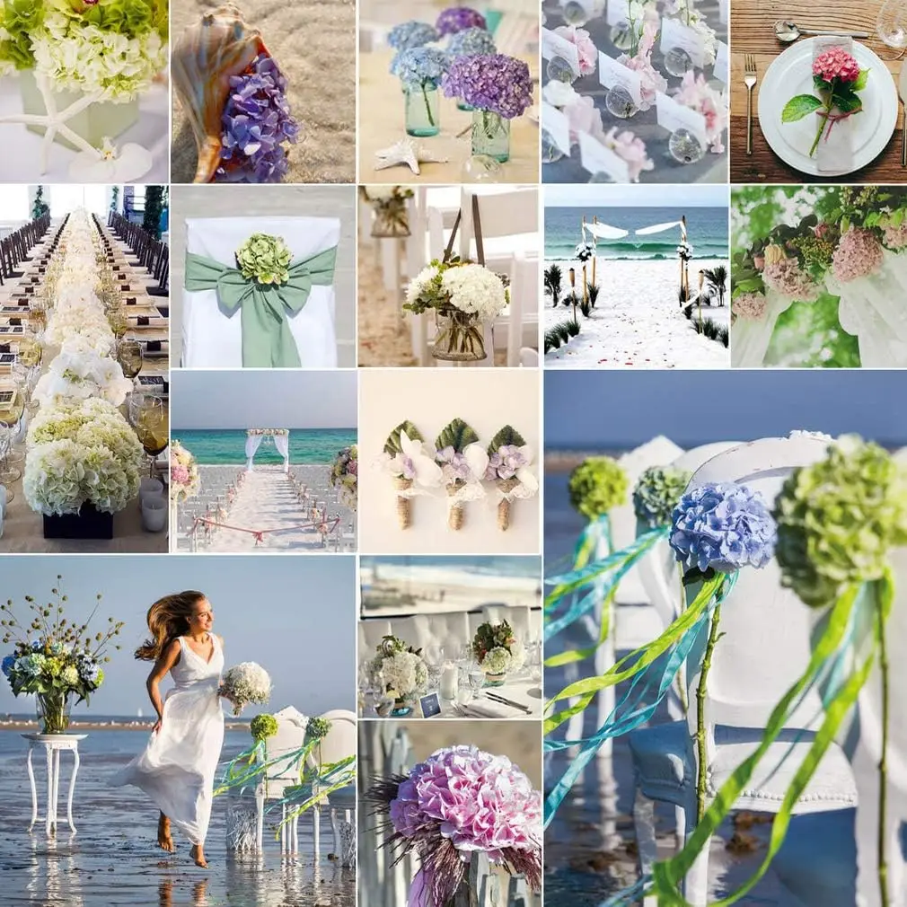 6 Stück 8,7 Zoll Seiden-Hortensien-Blütenköpfe mit Stielen, künstliche Hortensien-Blumen für DIY-Hochzeits-Mittelstück, Heimdekoration – Detail 13