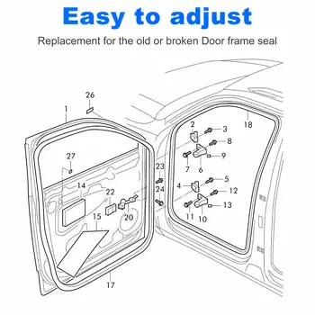 Ac29-4ks Těsnění dveří automobilu Gumový proužek Vnější pro VW Tayron 2019-2025 55G837701 55G837702 55G839701 55G839702 10 nejlepší prodej těsnění dveří klimatizace - №5