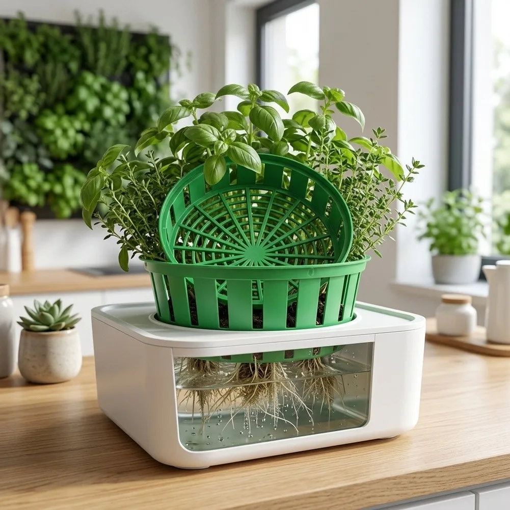 5 Pack Plastic Plant Basket with Wicker Appearance for Potted Plants Suitable for Living Room Kitchen and Terrace