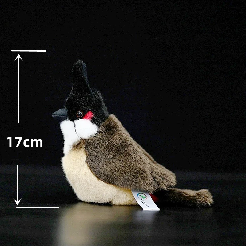 Realistic Jambul High Fidelity Red-Whiskered Bulbul Plushie Tit Peluche Lifelike Bird Stuffed Animals Simulation Toy For Kids