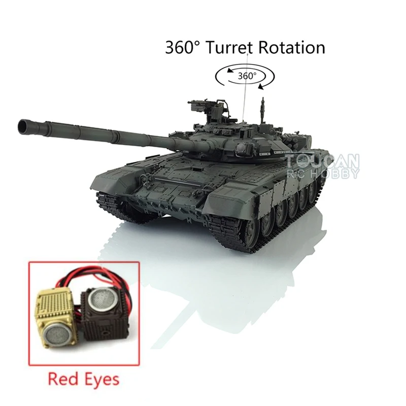 

Toys Heng Long RC Tank 1/16 Green 7.0 T90 3938 360 Turret Metal Track W/ Link Red Eye RC Panzer TH17888-SMT4