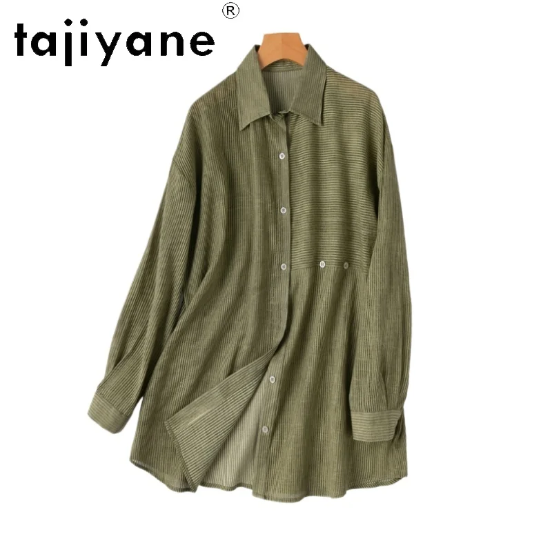 

TAJIYANE 89% Cotton + 11% Mulberry Silk Blouse Casual Mid Length Shirt Woman New Arrivals 2025 Women Tops Summer Clothes Camisas