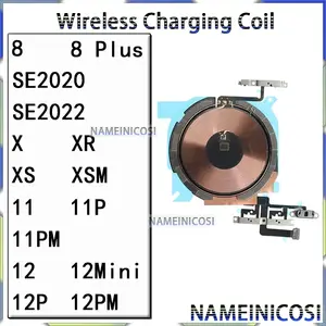 Bilashmart Wireless Charging Coil IPhone 8 Plus 11 12 X Xr Xs Pro Max Mini SE 2020 2022 with Power Button Flashlight Flex NFC Panel