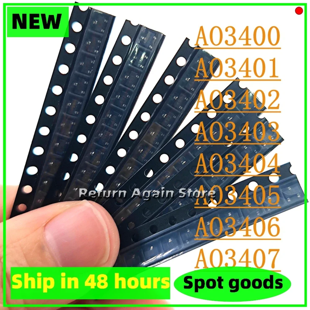 10PCS/LOT AO3400 AO3401 AO3402 AO3403 AO3404 AO3405 AO3406 AO3407 MOSFET SOT-23 New Origina