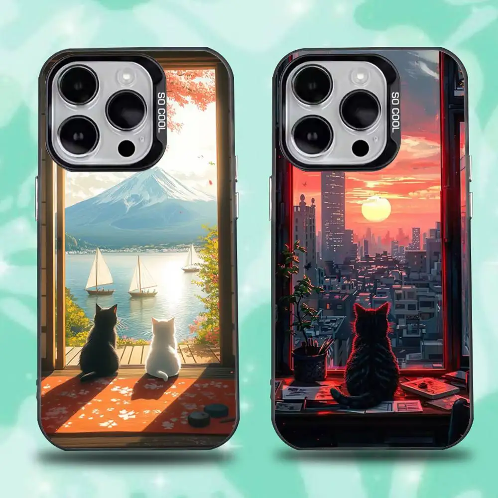 

Aesthetics of Life Cat Phone Case For iPhone 16,15,14,13,12,11,Mini,Pro,E,SE4,XS,MAX Black Candy Matte Cover