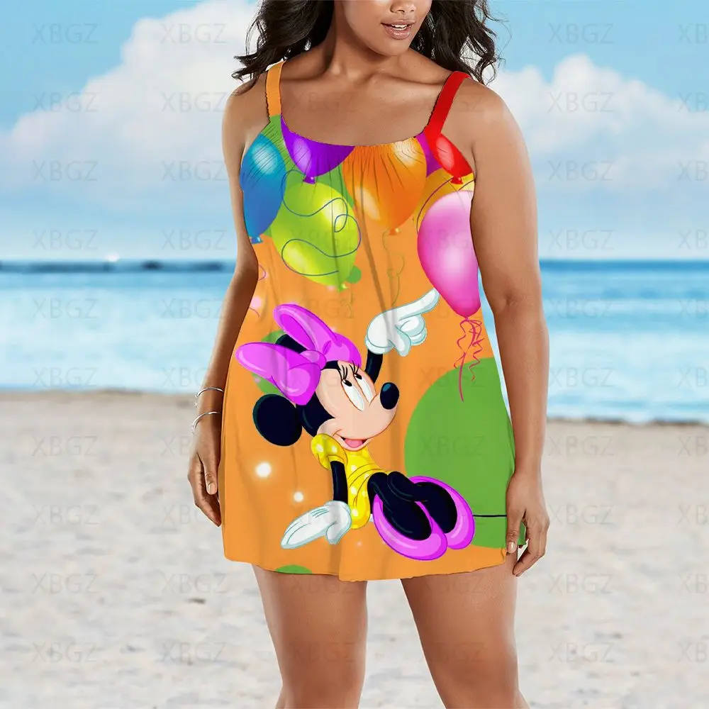 Robe de plage pour femmes, tenue d'été Sexy, grande taille, Chic et élégant, sans manches, écharpe Minnie Mouse, ample, collection 2022