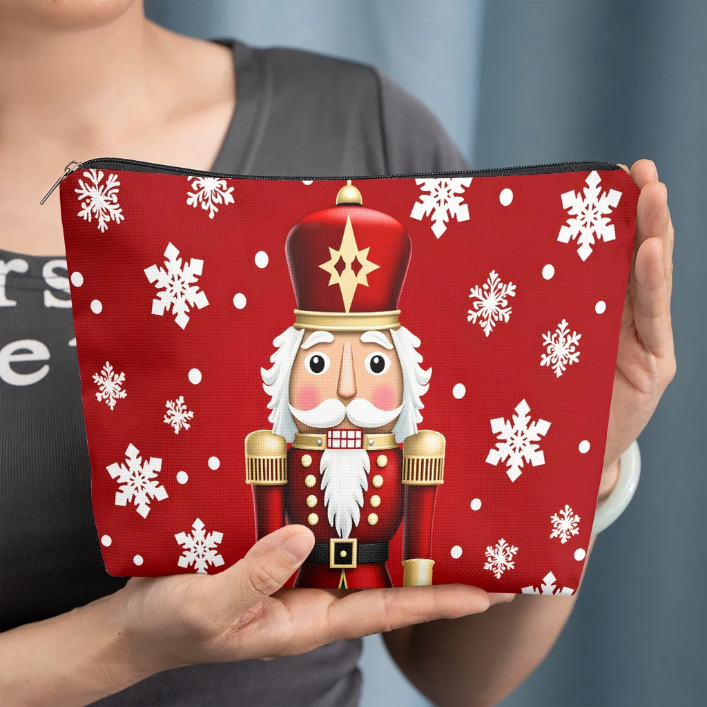 Cosmetic Bag 1pc, Nutcracker Christmas Background Fun Design Patterns for Storing Women'S Beauty Products Bridesmaid Gift Bag