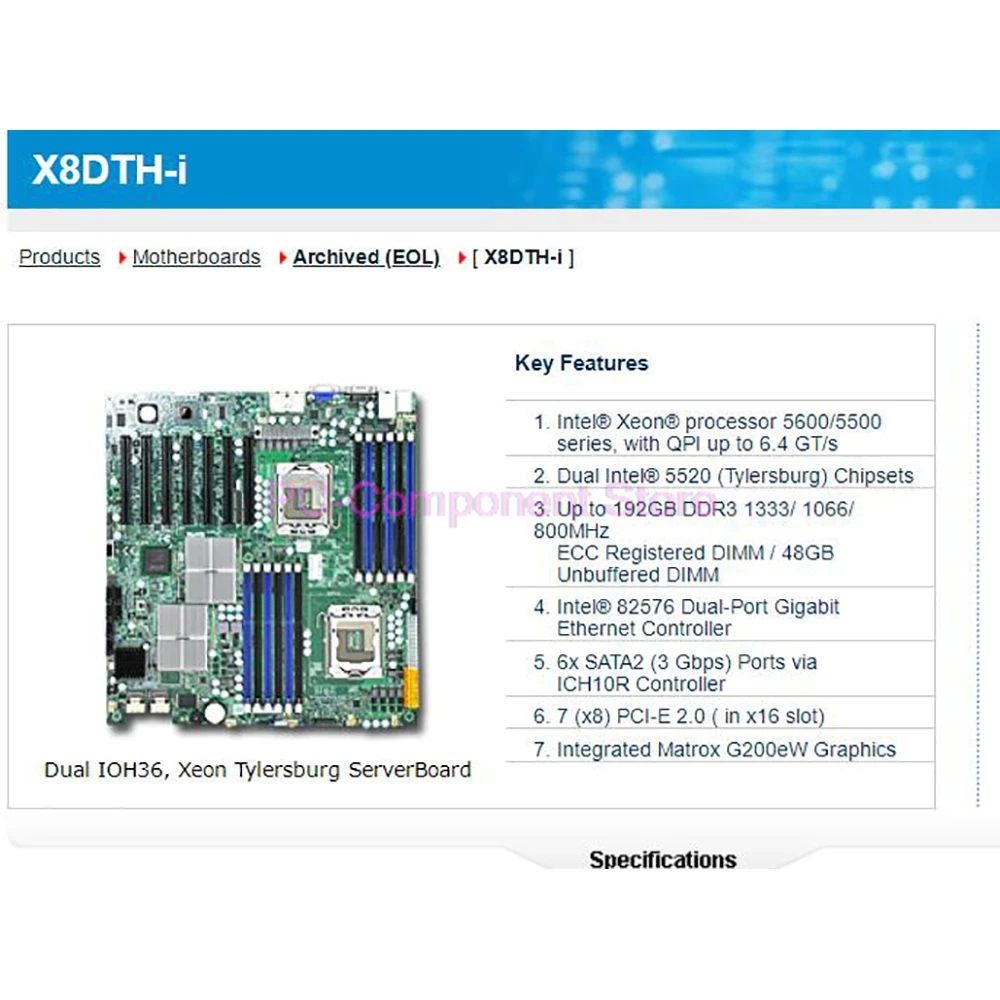 X8DTH-i For Supermicro ServerBoard Xeon Processor 5600/5500 Series SATA2 PCI-E 2.0 DDR3 Dual-Port Gigabit Ethernet