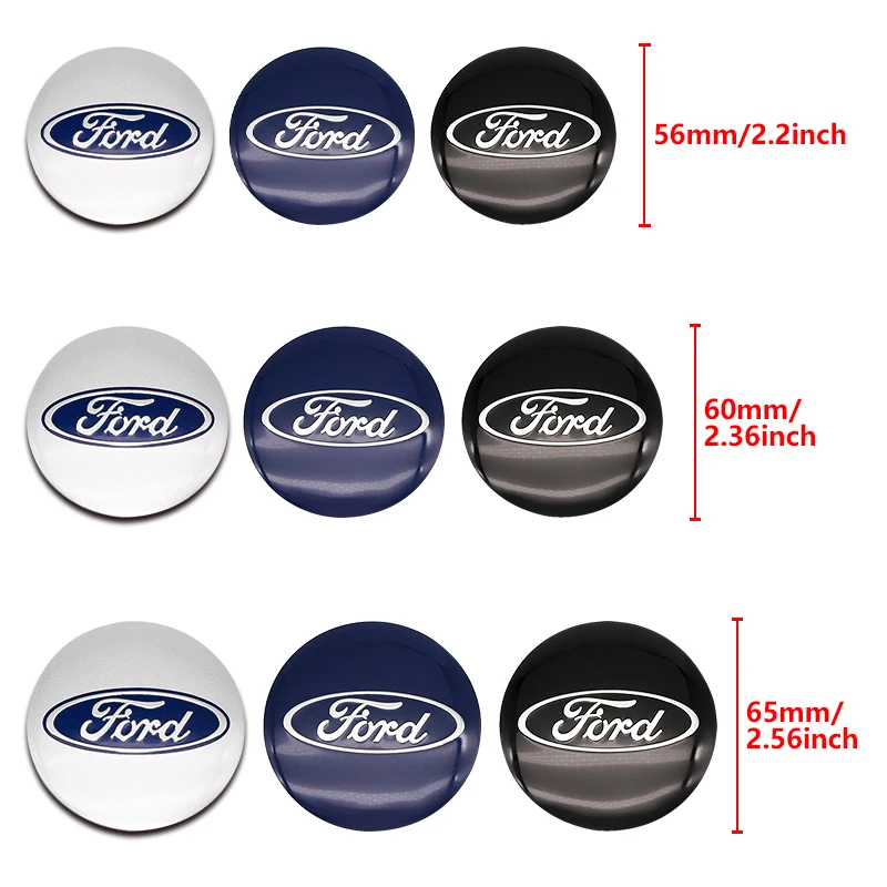 4Pcs 56/60/65mm ABS Wheel Center Hub Cap Badge For Ford Fiesta Mondeo Fusion Explorer Escape Shelby Edge Auto Tuning Accessories view 6