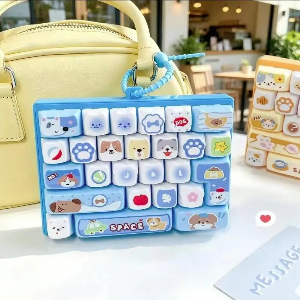 Animals Theme 26 Keys Keyboard Keychain Clear Key Sounds Pressable Keys Mechanical Keyboard Cartoon Plastic
