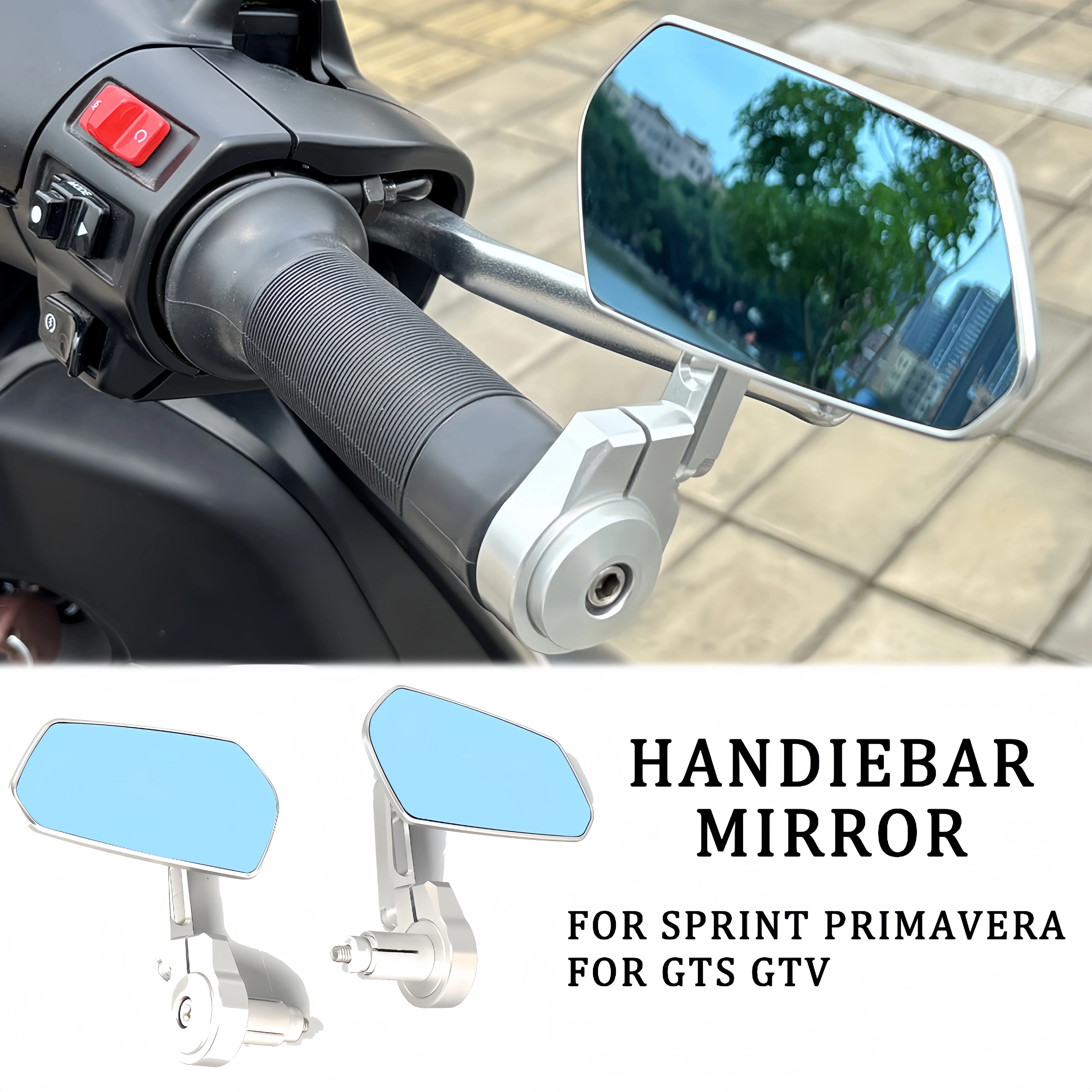 For Vespa Sprint 150 Primavera GTS 300 GTV Accessories New Motorcycle Handlebar Mirror Triangle Bar End Mirror Rearview Mirror