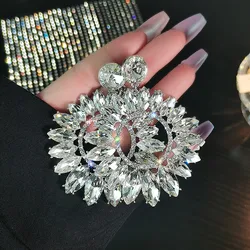 FYUAN Shine Flower Crystal Drop Earrings Water Drop Geometric Rhinestones Earrings Women Fashion Jewelry Gifts