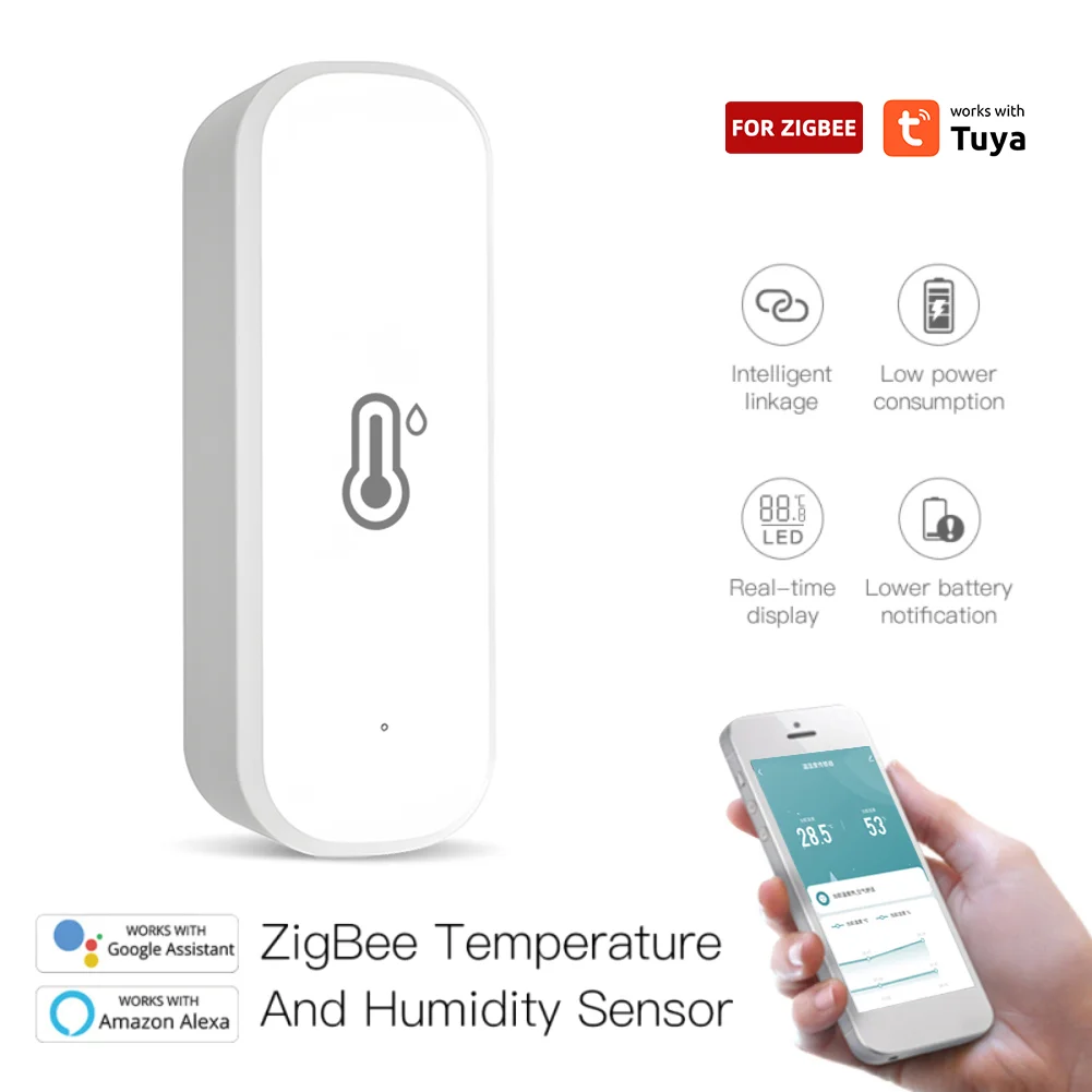 Imagem -02 - Tuya Zigbee Wifi Sensor de Umidade Temperatura Casa Conectado Termômetro Compatível com Vida Inteligente Alexa Google Assistente