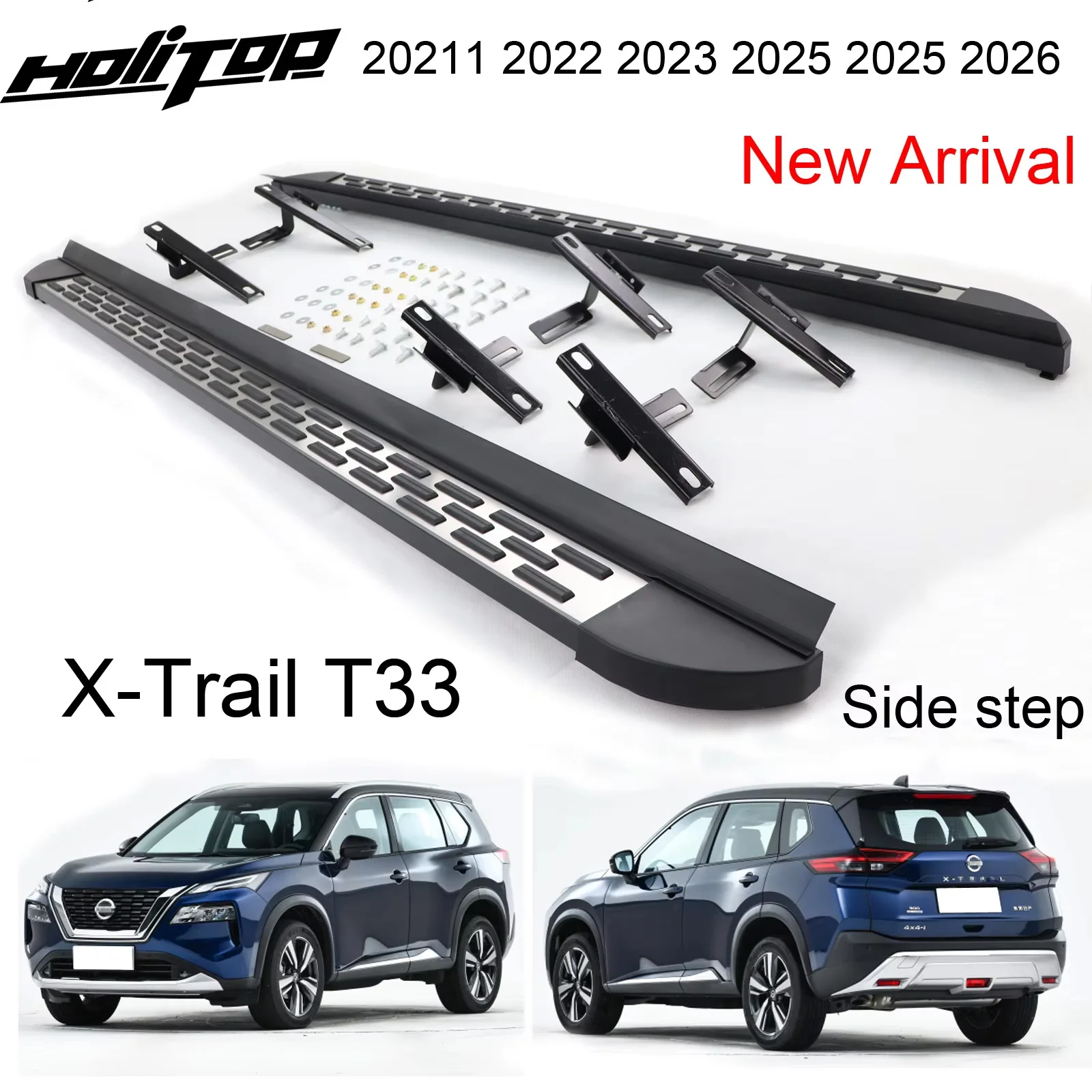 

OEM side step nerf bar running board for Nissan X-trail Rogue T33 2022 2023 2024 2025,fashion model,load 250kg,free drill hole