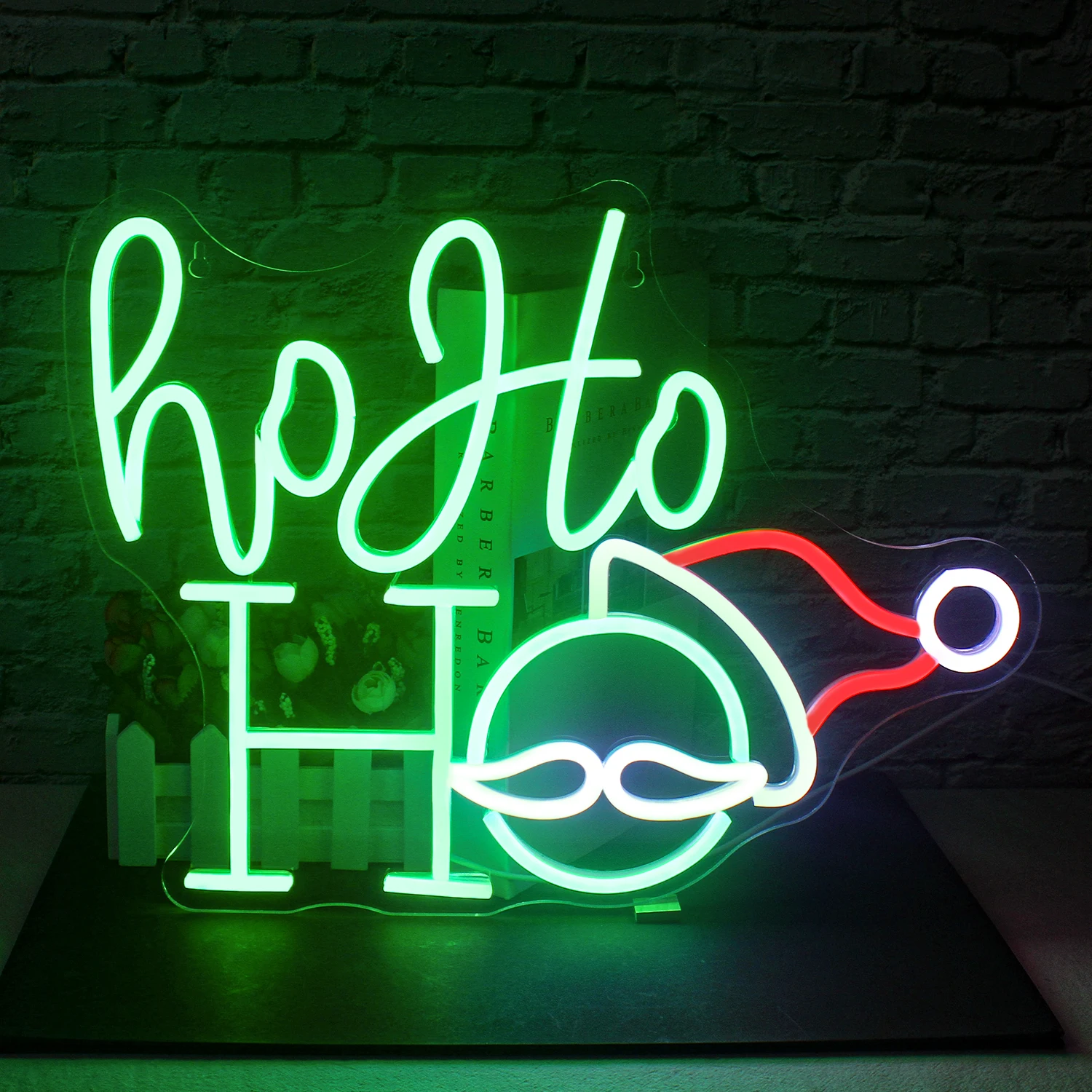 

Ho Ho Ho Neon Signs For Wall Decor Christmas Decoration Green Red Hat LED Lights Dimmbale Art Letter Neon Lamp USB Powered Signs