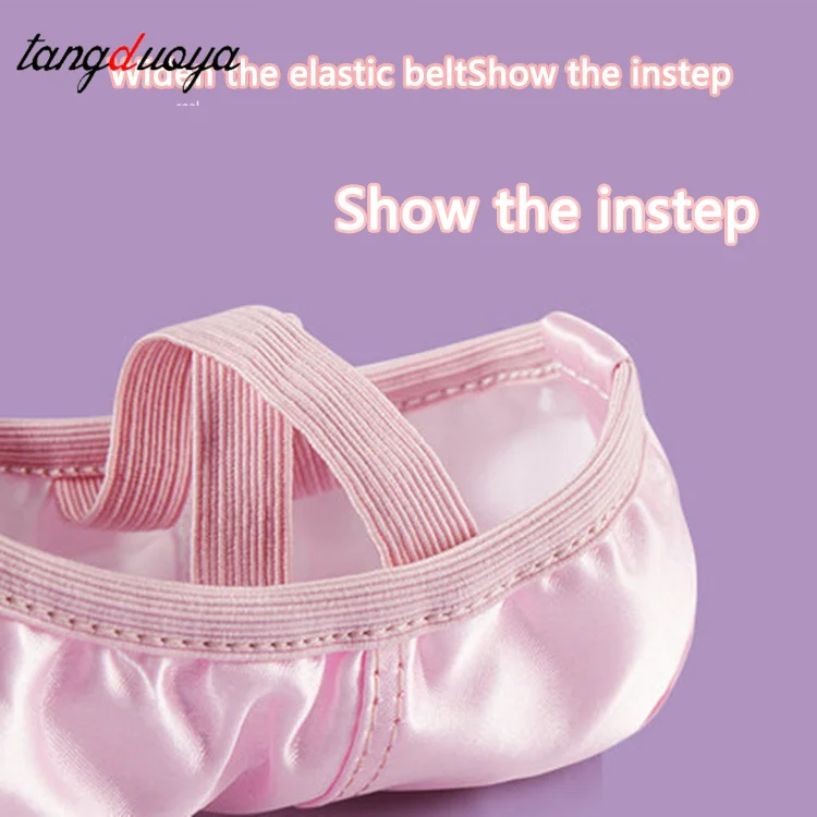 Children's Dance Shoe Soft Sole Practicing Bow Satin Ballet Dance Girl Indoor Yoga Gym Dance Shoes Gymnastics Shoes