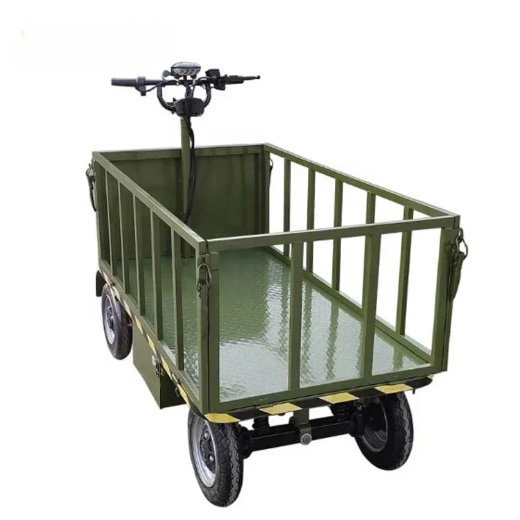 

Высокопроизводительная ручная тележка для обработки складских материалов, электрическая планшетная тележка, четырехколесная транспортная тележка с ограждением