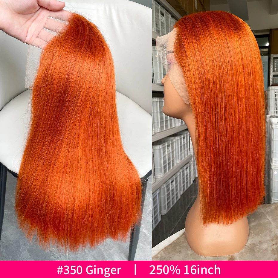 

Парик боб-каре 13x4, оранжевый, прямой, из 100% натуральных человеческих волос, имбирного оттенка # 350-дюймовый вьетнамский парик из натуральных волос с кружевной передней частью