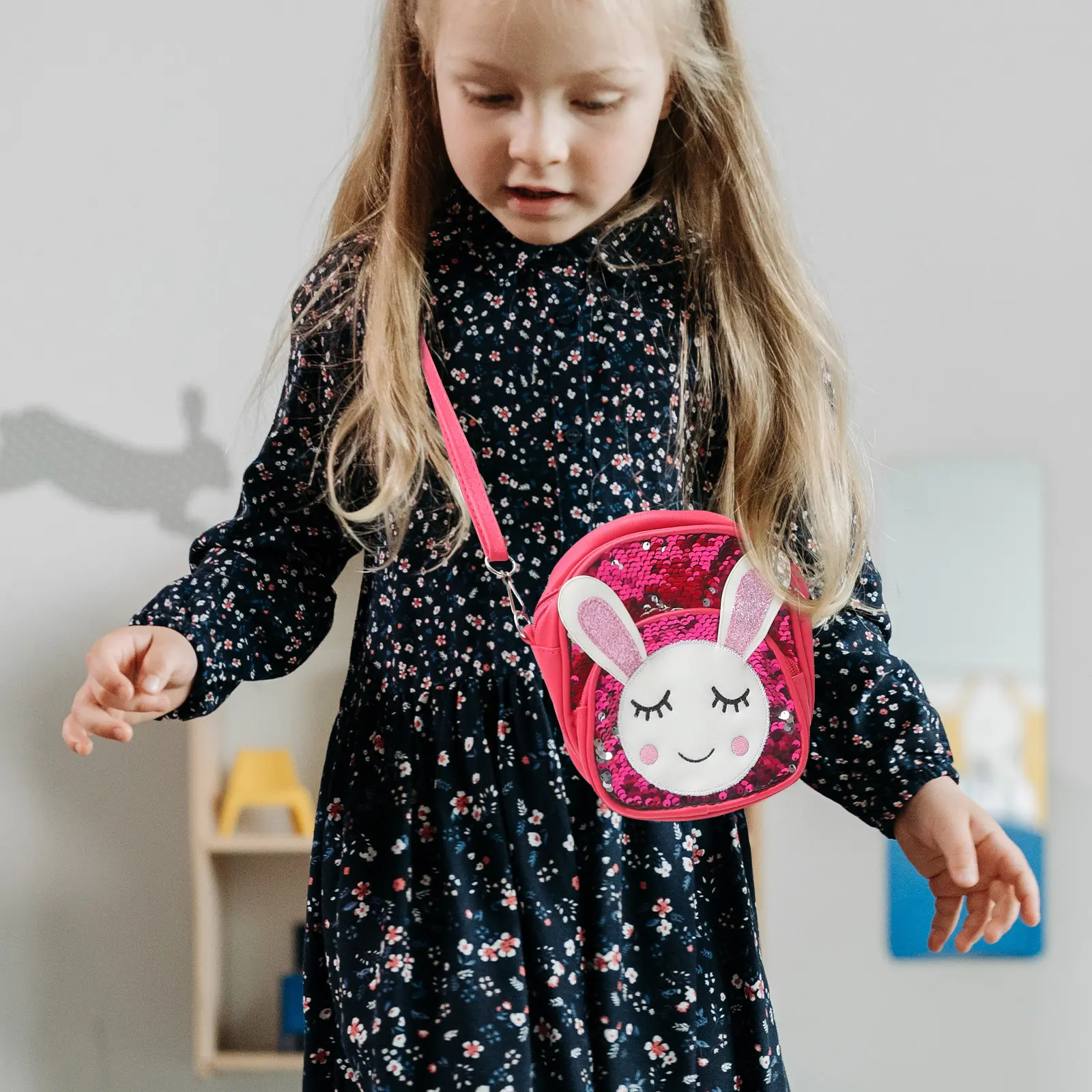 

Rabbit Backpack Kids School Bag Adorable Lightweight Zipper Closure for Daily Use Girl Crossbody Lovely Kids Book Bag