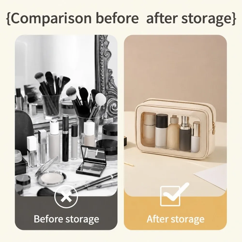 Portable PVC Makeup Bag Waterproof Transparent Visible Miscellaneous Storage Bag Travel Outdoor Toiletry Bag