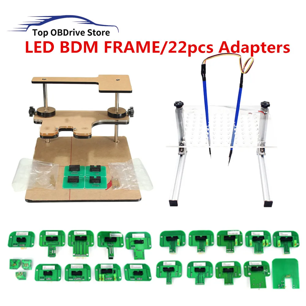 Latest LED BDM Frame With 22PCS Adapters Full Set For Kess Ktag Fgtech OBDII ECU Progammer Chip Tuning ECU Open Tool bdm table