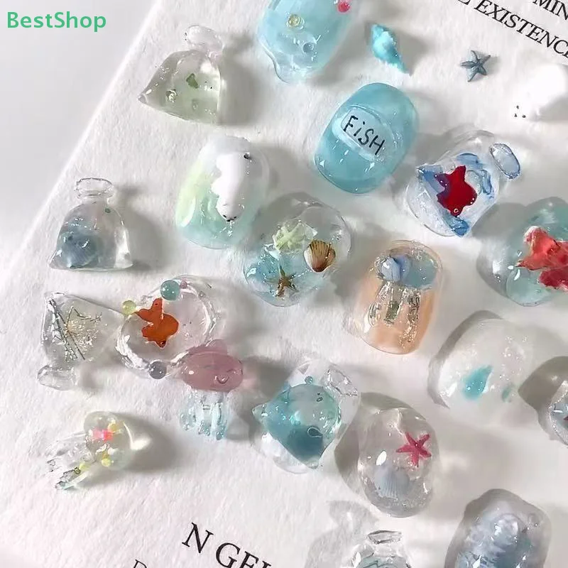 〔 ★ ★ ★ Forma Silikonowa 3D do Paznokci Letnia Muszla Morska Rozgwiazda Złota Rybka Meduza Ryba Forma do Zdobienia Paznokci