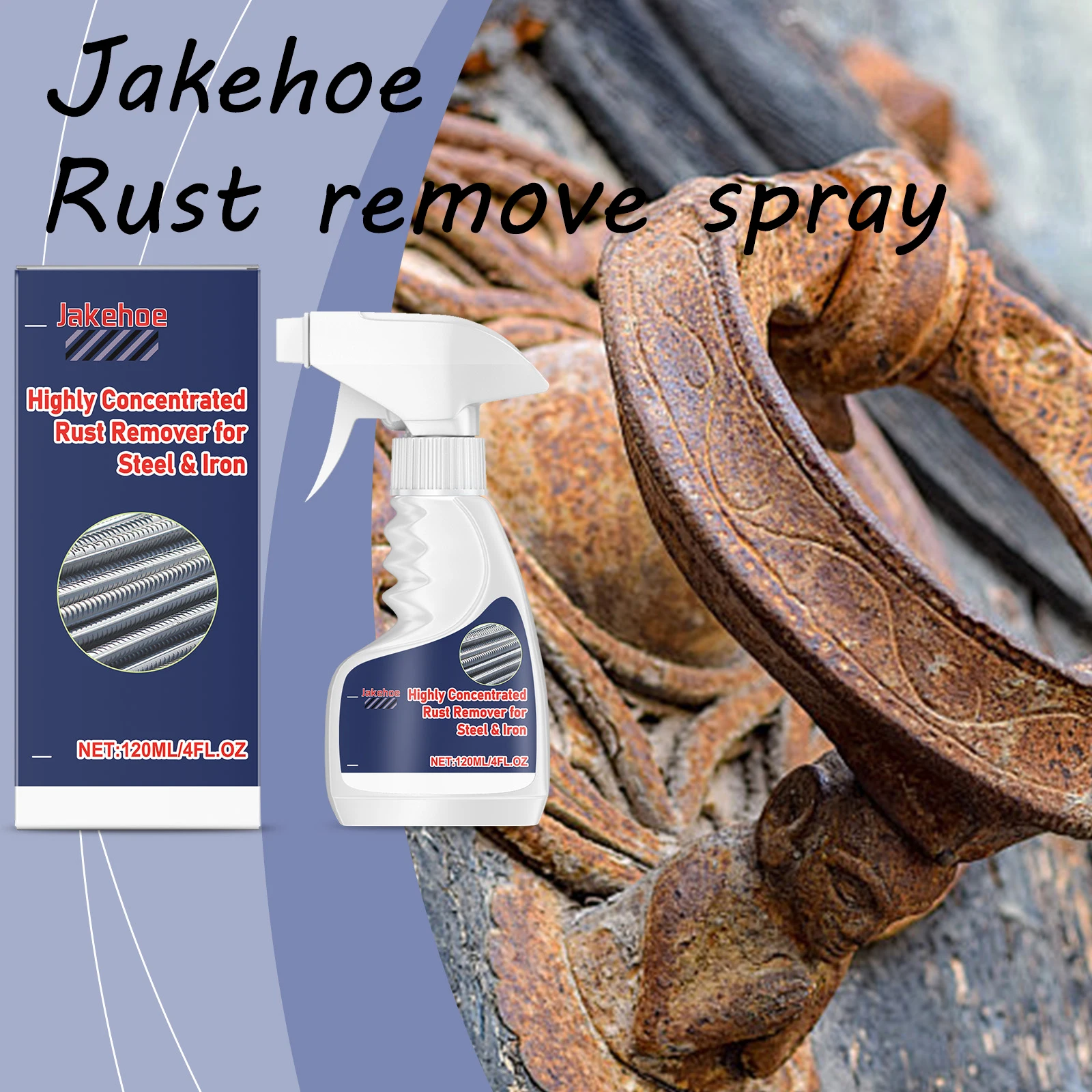 

Jakehoe спрей для удаления ржавчины с металла для стального железа, мощная очистка, стойкие пятна ржавчины, польская блестящая защитная пленка, средство для удаления ржавчины