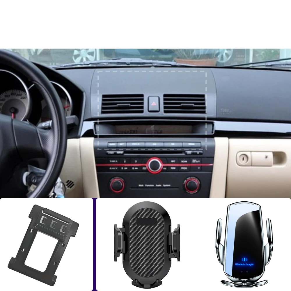 Car Phone Holder For Mazda 3 M3 2006 2007 2008 2009 Mobile Phone Mounts Car Wireless Charging Special Fixed Base Accessories