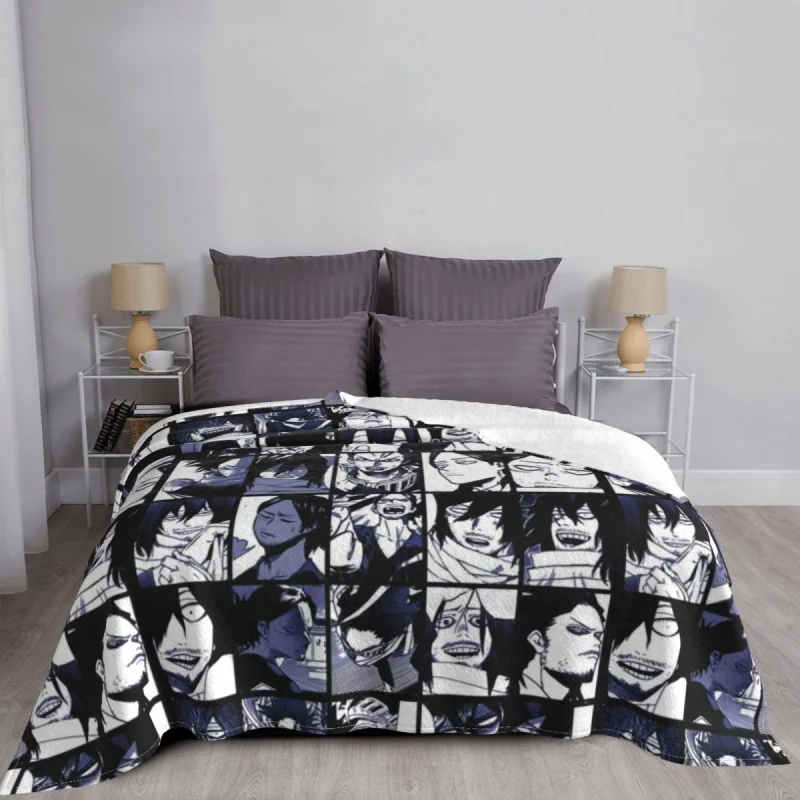 My Hero Academia Aizawa Shota Collage mantas de franela cálida Unisex mantas para sofá colchas al aire libre