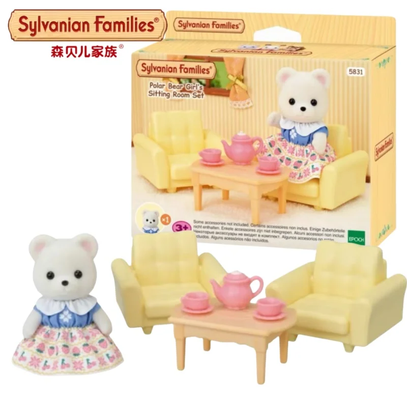 

Anime Sylvanian Families Polar Bear Girl Sitting Room Set Kawaii Forest Family Kawaii Ornaments Decoration Girl Gift Toy