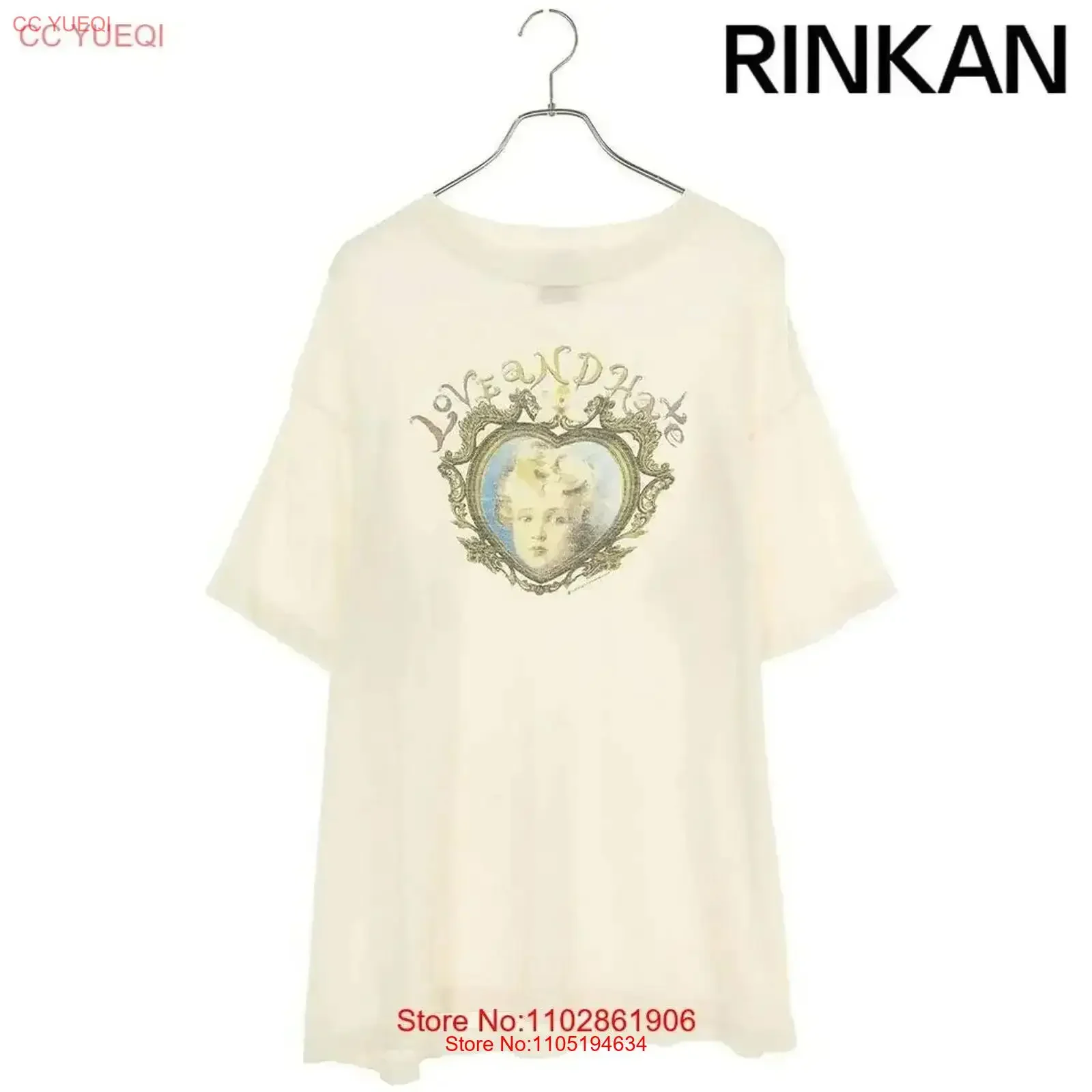 سانت مايكل SM A22 0000 006 LOVEANDHATE طباعة خمر تي شيرت الرجال XL غسلها الشارع الشهير امتدت مريحة خمر غسلها