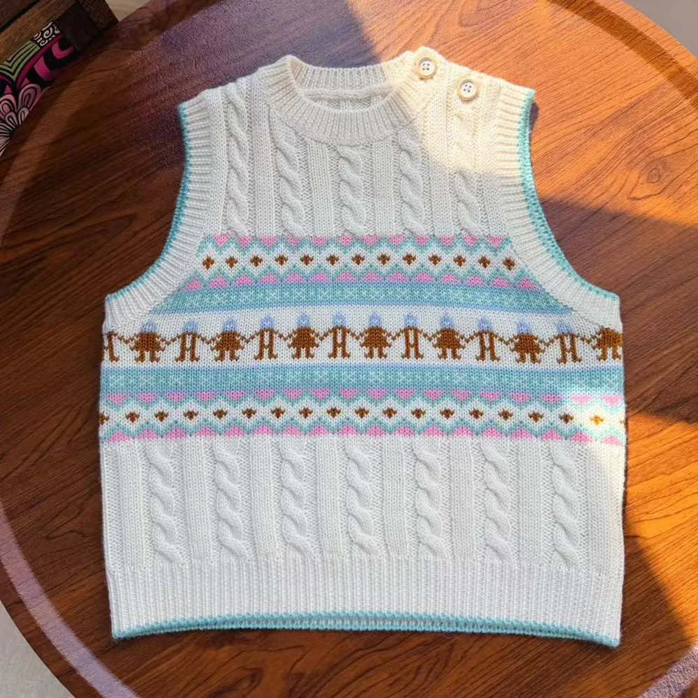 Autumn and winter children's vest kids sweaters student style knitted coat boy and girl's vest comfortable clothes