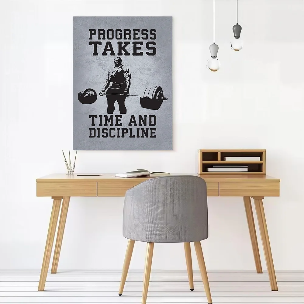 Progress Takes Time & Discipline Canvas Poster Wall Art Customizable High Quality Printed Picture for Decoration Living Room