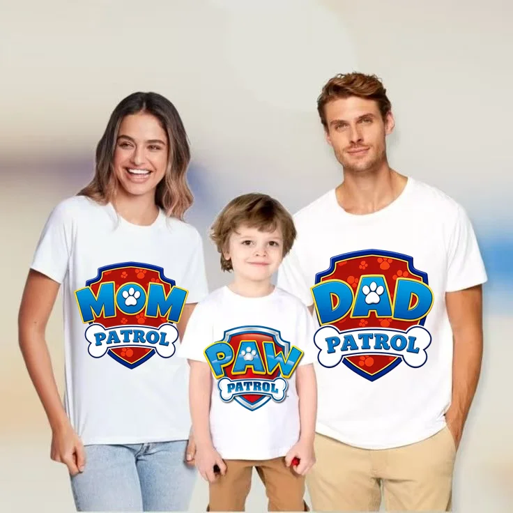 Paw Patrol Parent-child T-shirts Anime Cartoon Cute Parent Child Clothing Men Women Family Summer Fashion Short Sleeved Shirt