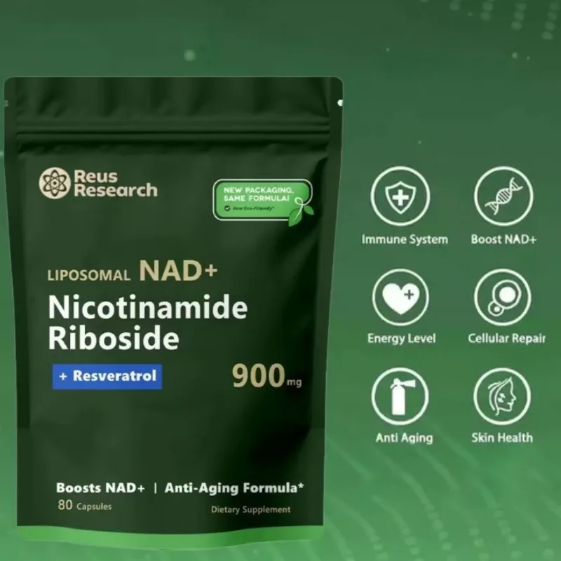 ملحق ناد + - نيكوتيناميد ريبوسيد 900 مجم + ريسفيراترول - عبوة واحدة (إجمالي 80 كبسولة) - مضادات الأكسدة ودعم الطاقة - تقنية الدهون
